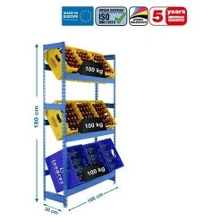 BAUHAUS Simonrack Simonbottle Metall-Getränkekistenregal Bottleclick L X B X H: 30 X 100 X 180 Cm, Traglast: 100 Kg/Boden, Anzahl Böden: 3, Blau -BAUHAUS Shop 12 1371