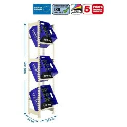 BAUHAUS Simonrack Simonbottle Metall-Getränkekistenregal Bottleclick L X B X H: 30 X 40 X 180 Cm, Traglast: 100 Kg/Boden, Anzahl Böden: 3, Weiß -BAUHAUS Shop 12 1388