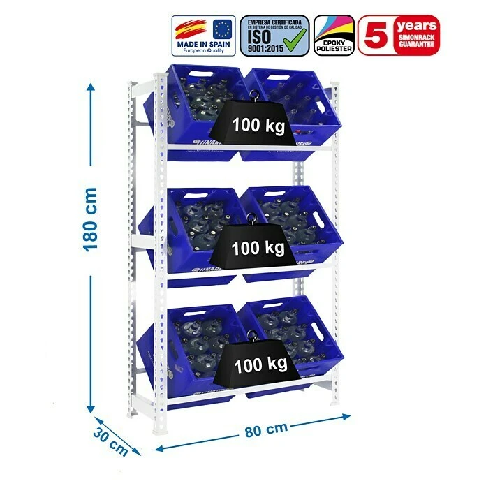 BAUHAUS Simonrack Simonbottle Metall-Getränkekistenregal Bottleclick L X B X H: 30 X 80 X 180 Cm, Traglast: 100 Kg/Boden, Anzahl Böden: 3, Weiß 3 BAUHAUS Simonrack Simonbottle Metall-Getränkekistenregal Bottleclick L X B X H: 30 X 80 X 180 Cm, Traglast: 100 Kg/Boden, Anzahl Böden: 3, Weiß – Bild 3