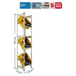 BAUHAUS Simonrack Simonbottle Metall-Getränkekistenregal Bottleclick L X B X H: 30 X 40 X 180 Cm, Traglast: 100 Kg/Boden, Anzahl Böden: 3, Silber -BAUHAUS Shop 12 1569