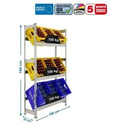 BAUHAUS Simonrack Simonbottle Metall-Getränkekistenregal Bottleclick L X B X H: 30 X 100 X 180 Cm, Traglast: 100 Kg/Boden, Anzahl Böden: 3, Silber -BAUHAUS Shop 12 1601