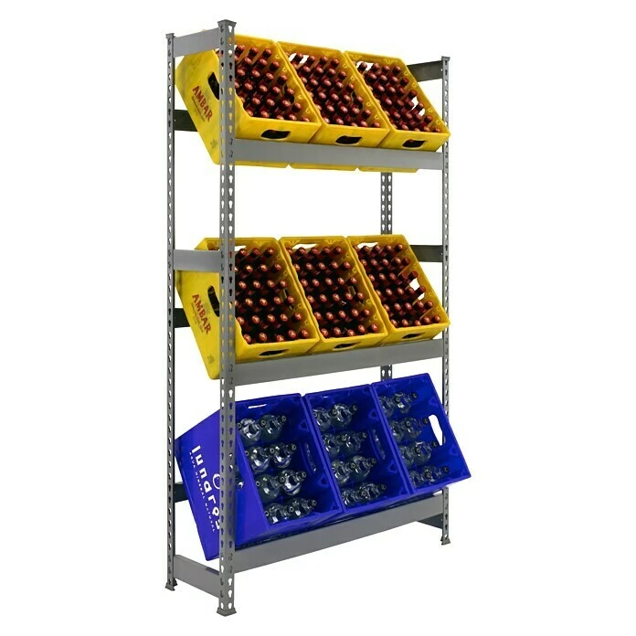 BAUHAUS Simonrack Simonbottle Metall-Getränkekistenregal Bottleclick L X B X H: 30 X 100 X 180 Cm, Traglast: 100 Kg/Boden, Anzahl Böden: 3, Grau 1 BAUHAUS Simonrack Simonbottle Metall-Getränkekistenregal Bottleclick L X B X H: 30 X 100 X 180 Cm, Traglast: 100 Kg/Boden, Anzahl Böden: 3, Grau
