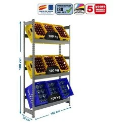 BAUHAUS Simonrack Simonbottle Metall-Getränkekistenregal Bottleclick L X B X H: 30 X 100 X 180 Cm, Traglast: 100 Kg/Boden, Anzahl Böden: 3, Grau 5 BAUHAUS Simonrack Simonbottle Metall-Getränkekistenregal Bottleclick L X B X H: 30 X 100 X 180 Cm, Traglast: 100 Kg/Boden, Anzahl Böden: 3, Grau -BAUHAUS Shop 12 1746