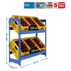 BAUHAUS Simonrack Simonbottle Metall-Getränkekistenregal Bottleclick L X B X H: 30 X 100 X 100 Cm, Traglast: 100 Kg/Boden, Anzahl Böden: 3, Blau -BAUHAUS Shop 12 1825