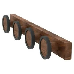 BAUHAUS Umbra Garderobenleiste Hub L X B X H: 5,4 X 49,5 X 7 Cm, Anzahl Haken: 4 Stk., Schwarz, Walnuss