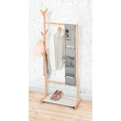 BAUHAUS Garderobenständer L X B X H: 38 X 65 X 167 Cm, Anzahl Haken: 6, Bambus/Weiß -BAUHAUS Shop 12 2193