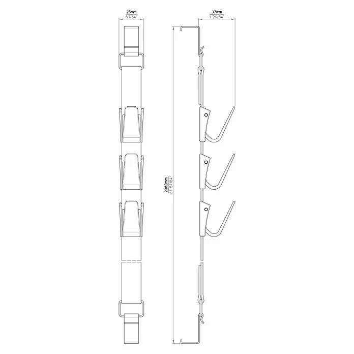 BAUHAUS Siro Wand- & Türgarderobenleiste H206/A3ZN1V1B L X B X H: 25 X 2.080 X 37 Mm, Anzahl Haken: 3 Stk., Schwarz 5 BAUHAUS Siro Wand- & Türgarderobenleiste H206/A3ZN1V1B L X B X H: 25 X 2.080 X 37 Mm, Anzahl Haken: 3 Stk., Schwarz – Bild 5