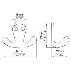 BAUHAUS Siro Garderobenhaken 1134PB13 L X B X H: 44 X 33 X 22 Mm, Anzahl Haken: 2 Stk. -BAUHAUS Shop 12 2433