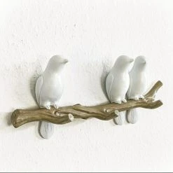 BAUHAUS Garderobenleiste Vögel Auf Ast L X B X H: 34 X 6 X 14,5 Cm, Anzahl Haken: 3 Stk., Weiß/Natur -BAUHAUS Shop 12 2453
