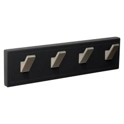 BAUHAUS Nesu Garderobenleiste L X B X H: 40,3 X 5,5 X 10,3 Cm, Anzahl Haken: 4 Stk., Schwarz, Leder