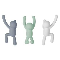 BAUHAUS Kleiderhaken Buddy 7,5 X 16,8 Cm, Weiß/Grau/Grün, Traglast: 2,2 Kg/Haken