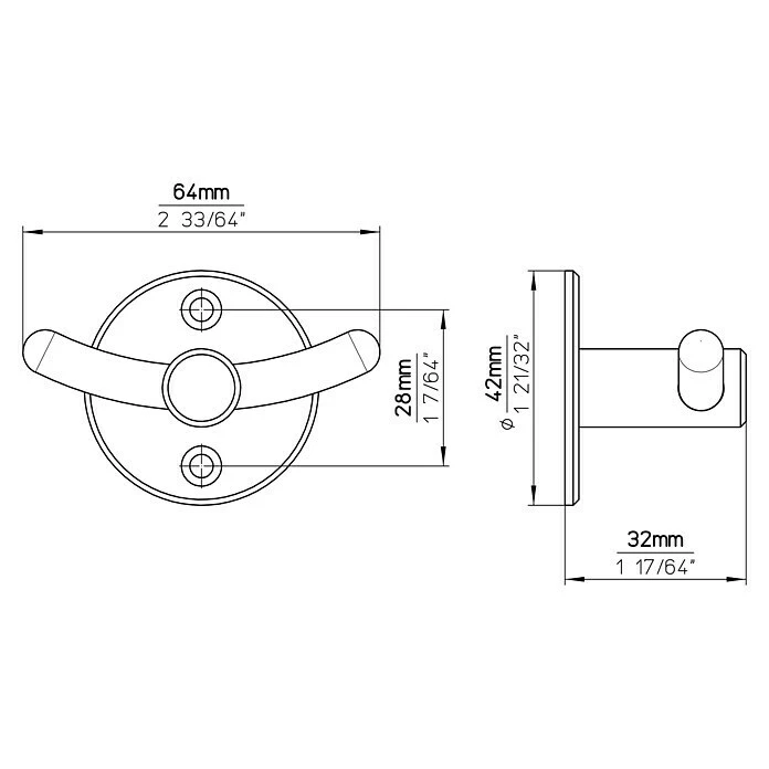 BAUHAUS Siro Garderobenhaken L X B X H: 64 X 42 X 32 Mm, Anzahl Haken: 2 Stk. 5 BAUHAUS Siro Garderobenhaken L X B X H: 64 X 42 X 32 Mm, Anzahl Haken: 2 Stk. – Bild 5