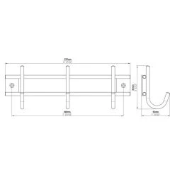 BAUHAUS Siro Garderobenleiste 220N1V1E L X B X H: 220 X 80 X 50 Mm, Anzahl Haken: 3 Stk., Silber -BAUHAUS Shop 12 2792