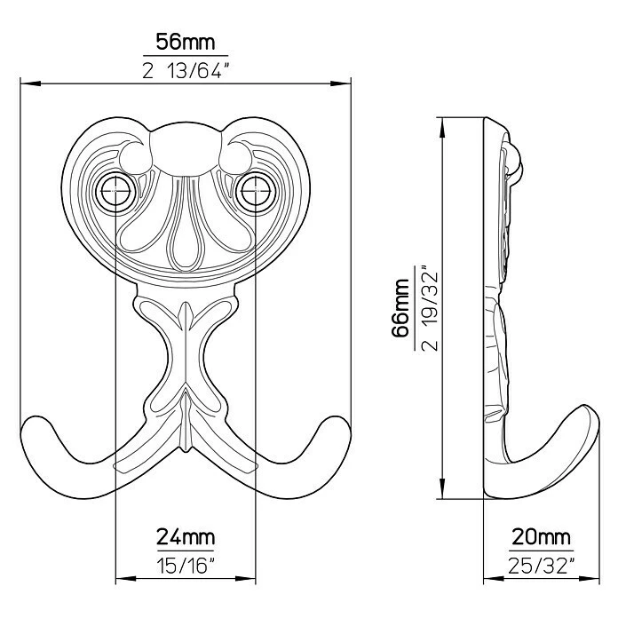 BAUHAUS Siro Garderobenhaken L X B X H: 56 X 66 X 20 Mm, Anzahl Haken: 1 Stk., Eisen Antik 5 BAUHAUS Siro Garderobenhaken L X B X H: 56 X 66 X 20 Mm, Anzahl Haken: 1 Stk., Eisen Antik – Bild 5