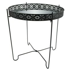 BAUHAUS Beistelltisch Mit Spiegelplatte Ø X H: 40 X 42,5 Cm, Schwarz