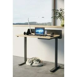 BAUHAUS Häfele Schreibtisch Job L B X L: 120 X 80 Cm, Höhenverstellung: 62,5 Cm - 127,5 Cm, Farbe Gestell: Weiß, Farbe Tischplatte: Schwarz