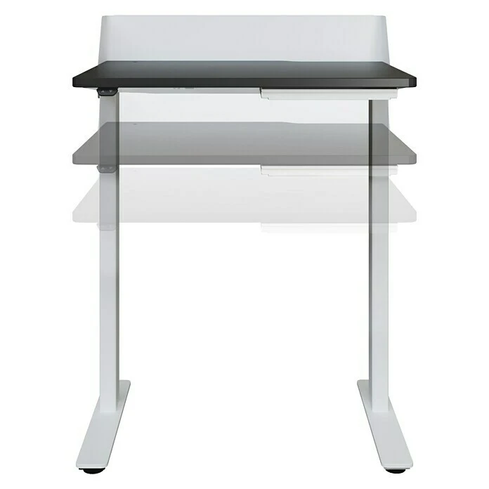 BAUHAUS Häfele Schreibtisch Job L B X L: 120 X 80 Cm, Höhenverstellung: 62,5 Cm - 127,5 Cm, Farbe Gestell: Weiß, Farbe Tischplatte: Schwarz 3 BAUHAUS Häfele Schreibtisch Job L B X L: 120 X 80 Cm, Höhenverstellung: 62,5 Cm - 127,5 Cm, Farbe Gestell: Weiß, Farbe Tischplatte: Schwarz – Bild 3