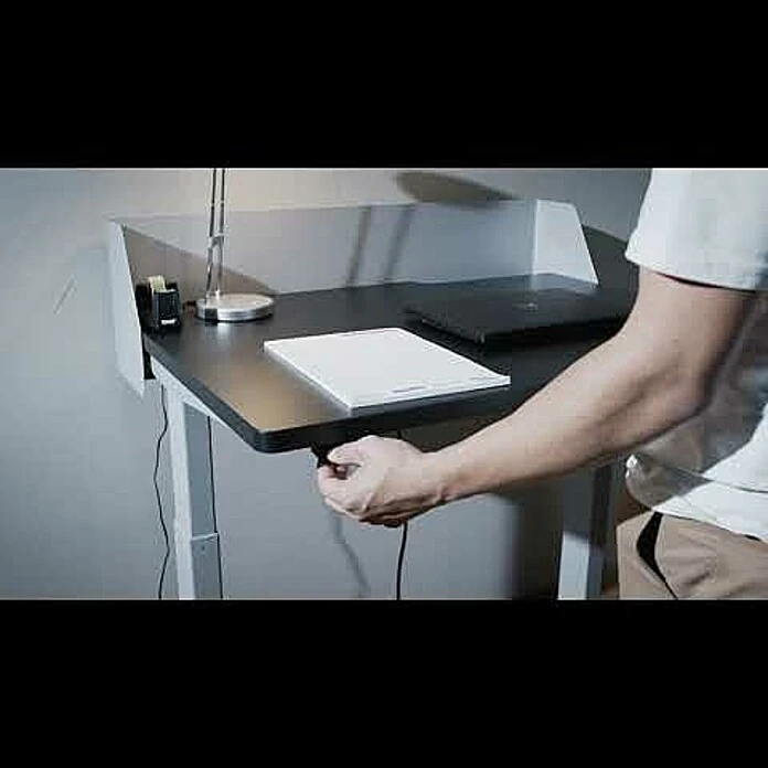 BAUHAUS Häfele Schreibtisch Job L B X L: 120 X 80 Cm, Höhenverstellung: 62,5 Cm - 127,5 Cm, Farbe Gestell: Weiß, Farbe Tischplatte: Schwarz 4 BAUHAUS Häfele Schreibtisch Job L B X L: 120 X 80 Cm, Höhenverstellung: 62,5 Cm - 127,5 Cm, Farbe Gestell: Weiß, Farbe Tischplatte: Schwarz – Bild 4