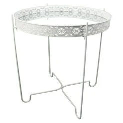 BAUHAUS Beistelltisch Mit Spiegelplatte Ø X H: 40 X 42,5 Cm, Weiß