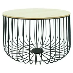 BAUHAUS Beistelltisch Ø X H: 53 X 33 Cm, Natur/Schwarz, Metall