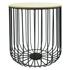 BAUHAUS Beistelltisch Ø X H: 36 X 41 Cm, Natur/Schwarz, Metall