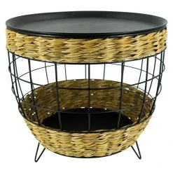 BAUHAUS Beistelltisch Polyrattan Ø X H: 40 X 30 Cm, Natur/Schwarz