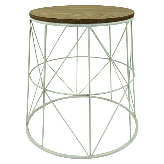 BAUHAUS Beistelltisch Ø X H: 38 X 40 Cm, Weiß/Natur, Mangoholz 1 BAUHAUS Beistelltisch Ø X H: 38 X 40 Cm, Weiß/Natur, Mangoholz