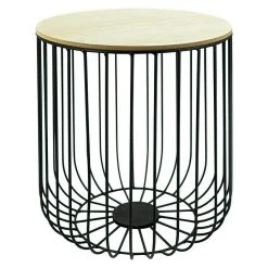 BAUHAUS Beistelltisch Ø X H: 30 X 38 Cm, Natur/Schwarz, Metall