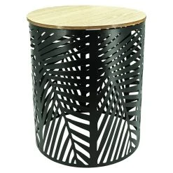 BAUHAUS Beistelltisch Metalltonne Blume Ø X H: 39 X 45 Cm, Metall, Schwarz